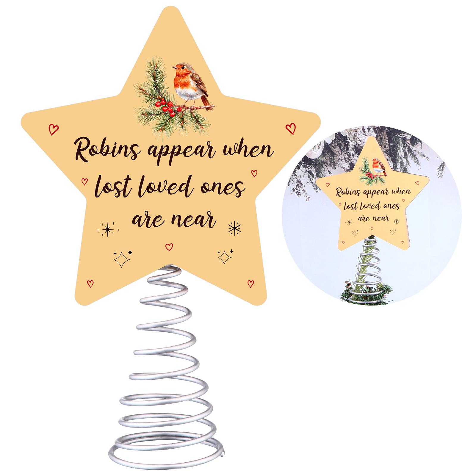 Robin Christmas Tree Topper Decoration Robins Appear When Lost Loved Ones Are Near Wooden Christmas Star Topper Decor Ornament F 1