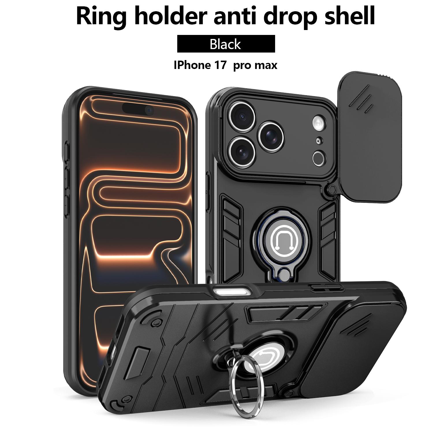 

Magnetic Armor Slide Window Ring Holder Phone Case For iPhone 17 Pro Max 16 Plus 15 14 13 12 Lens Protector Back Cover iPhone 12