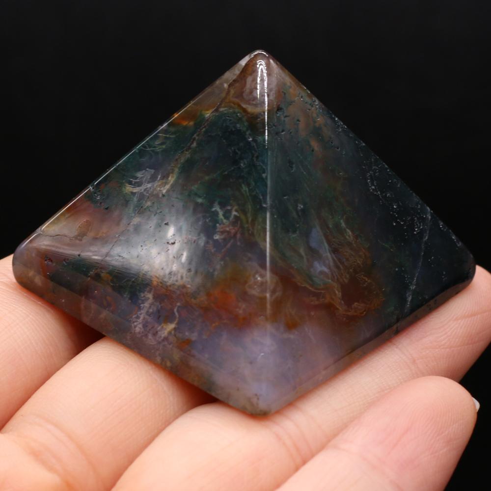 1Pc Reiki Healing Crystal Pyramid Ornament Decoration Energy Natural Stone Quartz Agate Amethyst Jade Gemstone Home Decor Jewelry Mini Furnishings 4cm