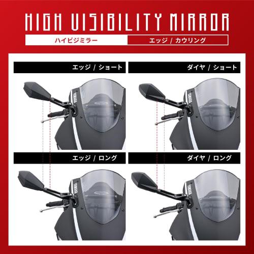 Daytona High Visibility Mirror Motorcycle Mirror Cowl 6mm Bolt Lightweight Wide Angle Compliant with New Safety Standards Cowling Edge Long Right Only
