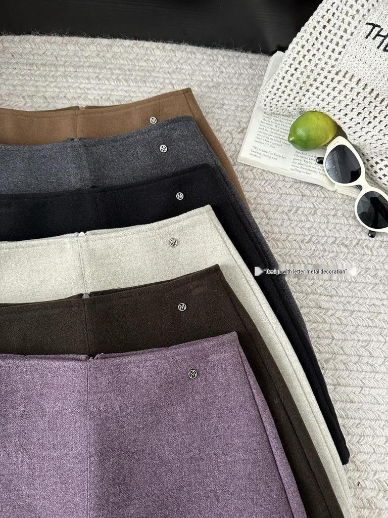 CHAO Women's High Waist Wool A-line Skirt - Autumn/Winter Slimming and Versatile Short Skirt