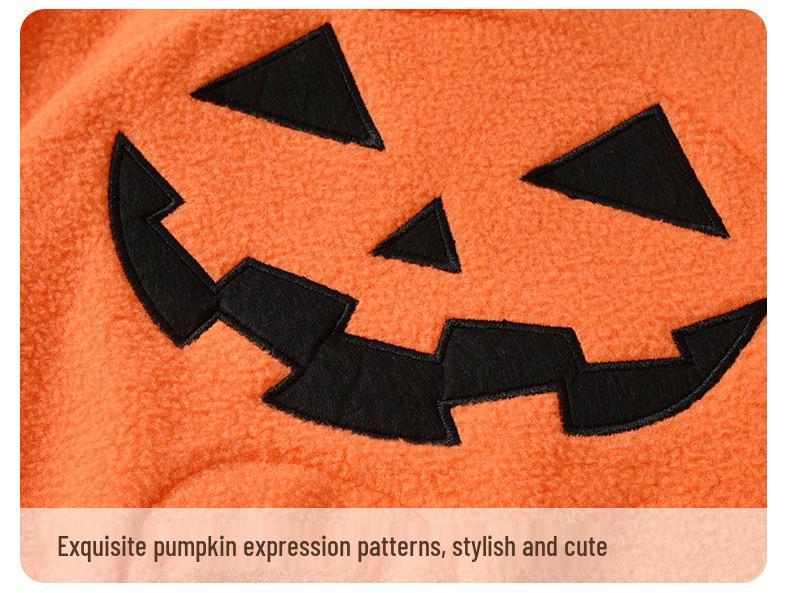 Halloween Hooded Pumpkin Monster Romper - Snap Crotch Infant Onesie for Autumn/Winter