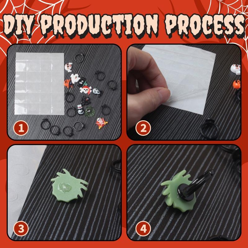 10pc Creative Halloween Themed Rings Halloween Party Decoration DIY Party Gifts Event Crazy Gatherings Assorted Spooky Props Set