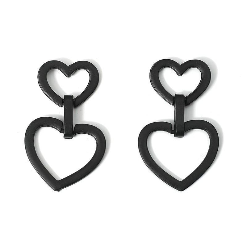 Retro Heart Earrings: Exaggerated, Individualized, Hollow Design with European and American Style.