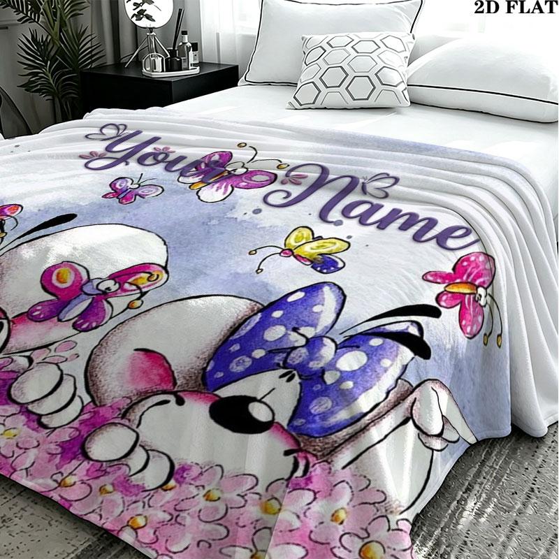 1PC Diddl Custom Name Patterned Flannel Blanket Suitable For All Seasons for Home Decor Warmth and Comfort Gifts Holiday Present