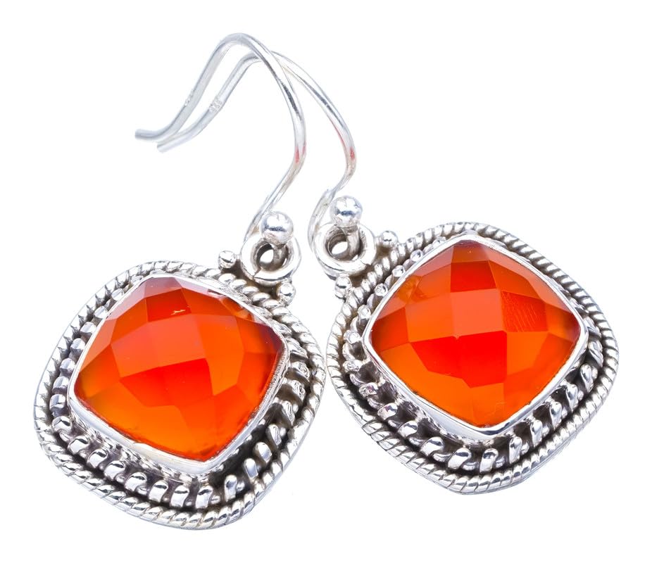 

StarGems® Natural Carnelian Handmade 925 Sterling Silver Earrings 1.25 F5707