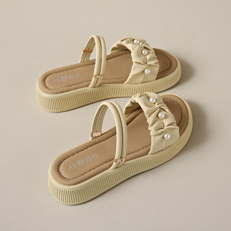 

CRLAYDK Sandals for Women Flat Fold Open Toe Shoes Summer Dressy Ladies Strap Slides Outdoor Beach Casual Comfort Slippers 40