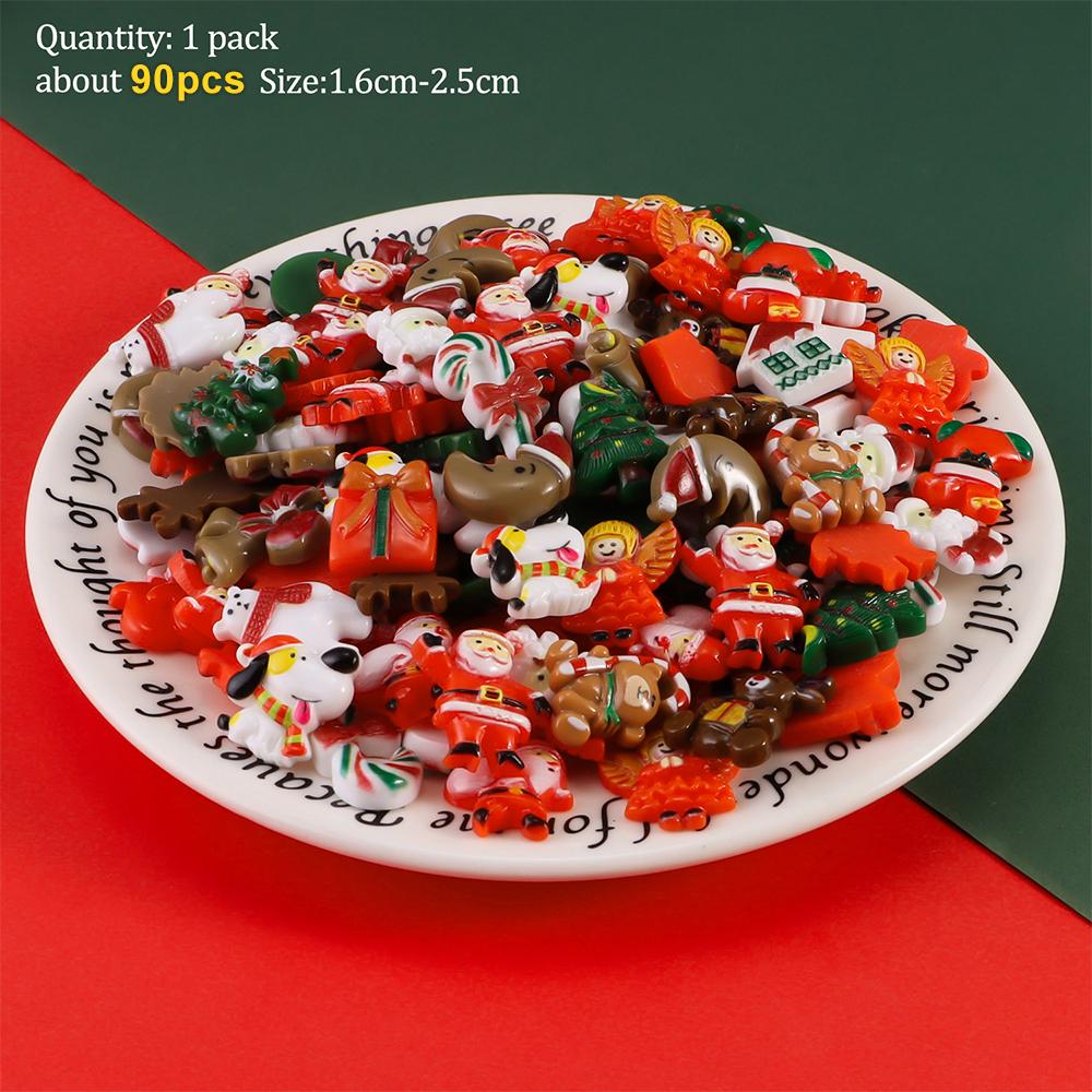 Mixed 30/90/120Pcs Cartoon Flatback Charms Christmas Resin DIY Phone Case Hair Bow Accessories Decor Part 3D Charms