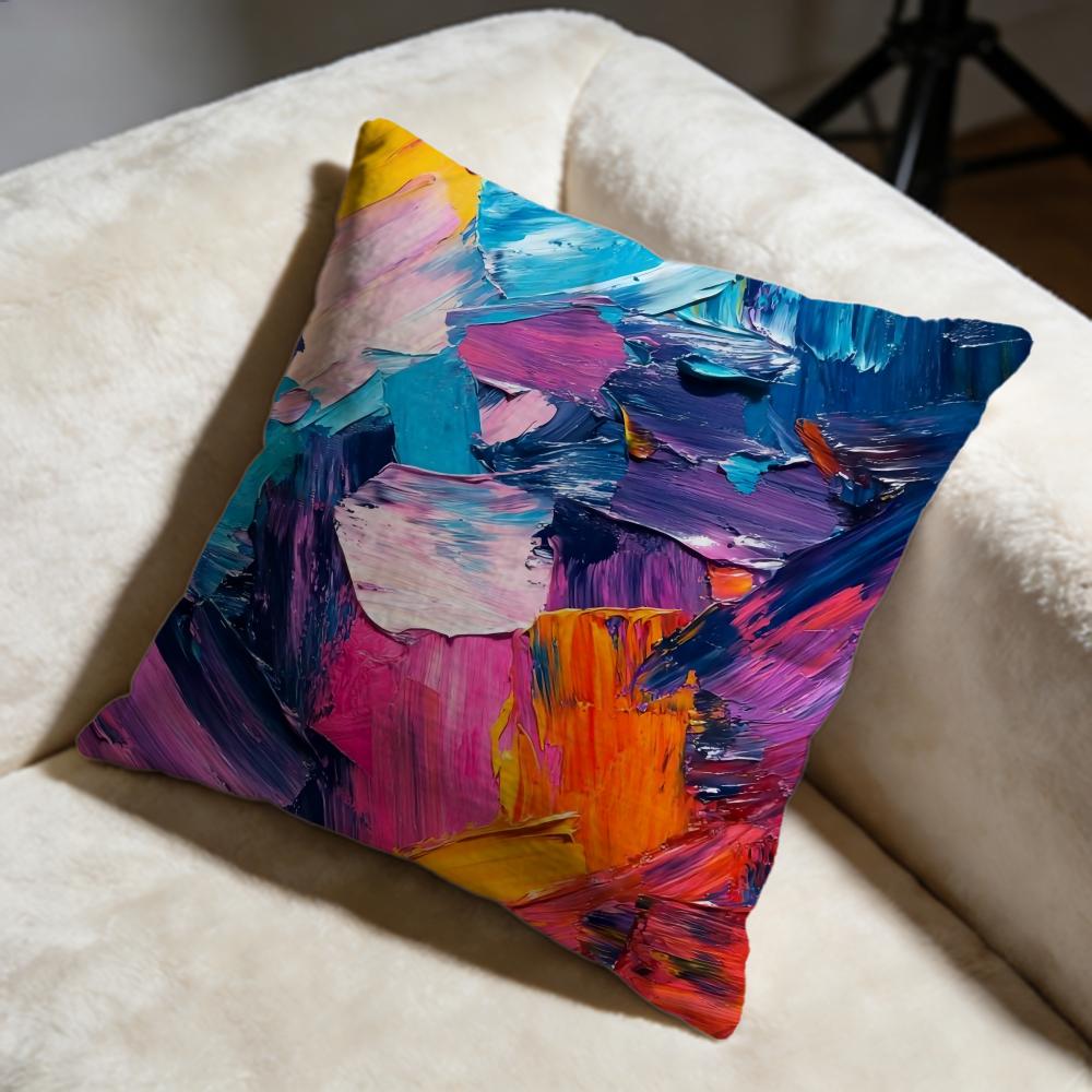 Color Paint Cushion Cover Soft Decorative Pillow Case Suitable for Bedroom Sofa Car Travel Use