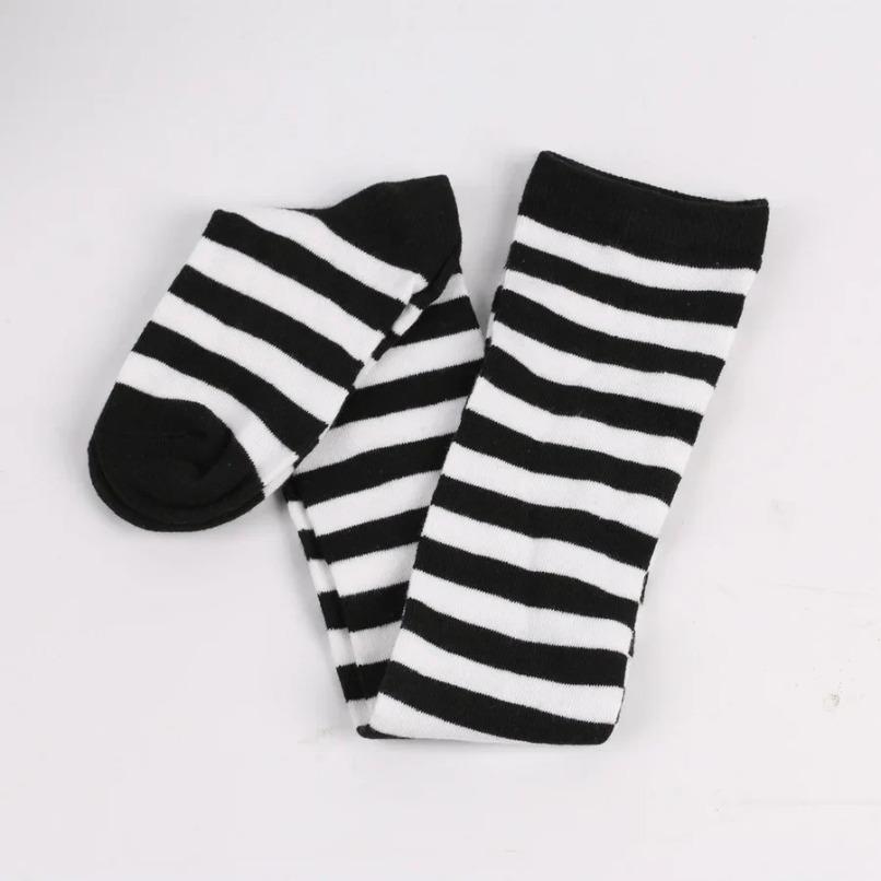 Thigh High Stockings Womens Striped Ladies Girls Black White pink Long Over Above Knee Socks femboy Cosplay Lolita Harajuku Y2k