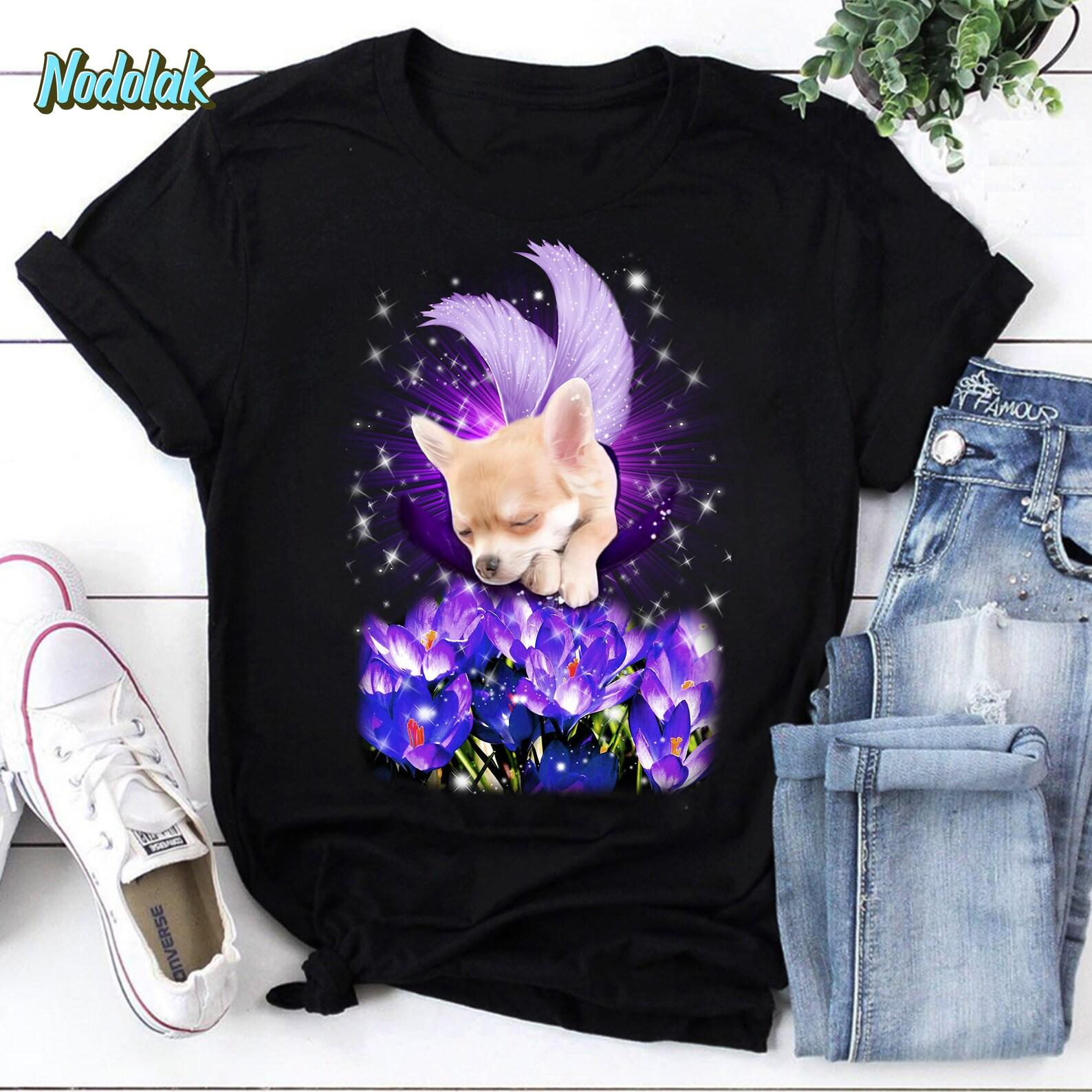 Chihuahua And Autumn Crocus for Dog Lover Vintage T-Shirt, For Dog Lovers Shirt, Gift For Chihuahua Lover Shirt S
