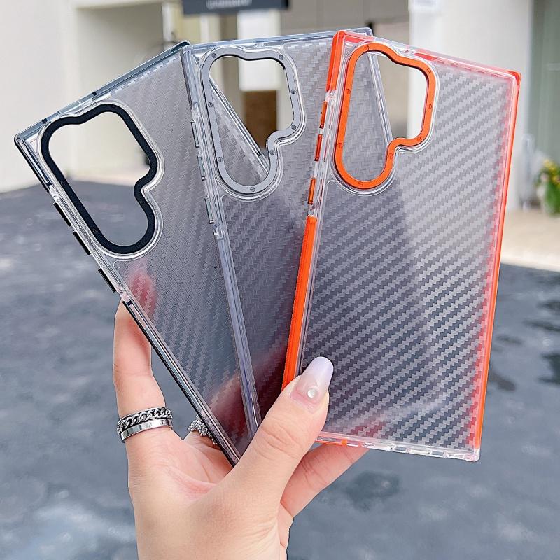 Business Transparent Carbon Fiber Case for Samsung Galaxy S26 S25 S24 S22 S23 S21 Ultra Plus FE A05S A15 A24 A25 A34 A35 A54 A55