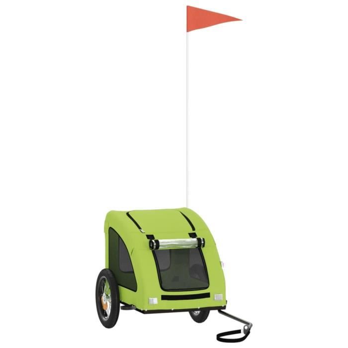 Remorque de vélo pour chien VIDAXL - Vert - Poids jusqu'à 30 kg - Tissu Oxford et fer