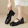 Spring new temperament leather shoes one word retro Mary Jane shoes women's shallow skirt square head single shoes
