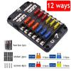 New Car Boat Fuse Box Holder With 6 / 12 Ways Blade Fuse Holder Block & Warning Indicator 12V 36V Power Distribution Panel Board