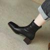 Retro Style Women Short Boots Fashion Back Zippers Ankle Booties Square High Heels Autumn Winter Shoes