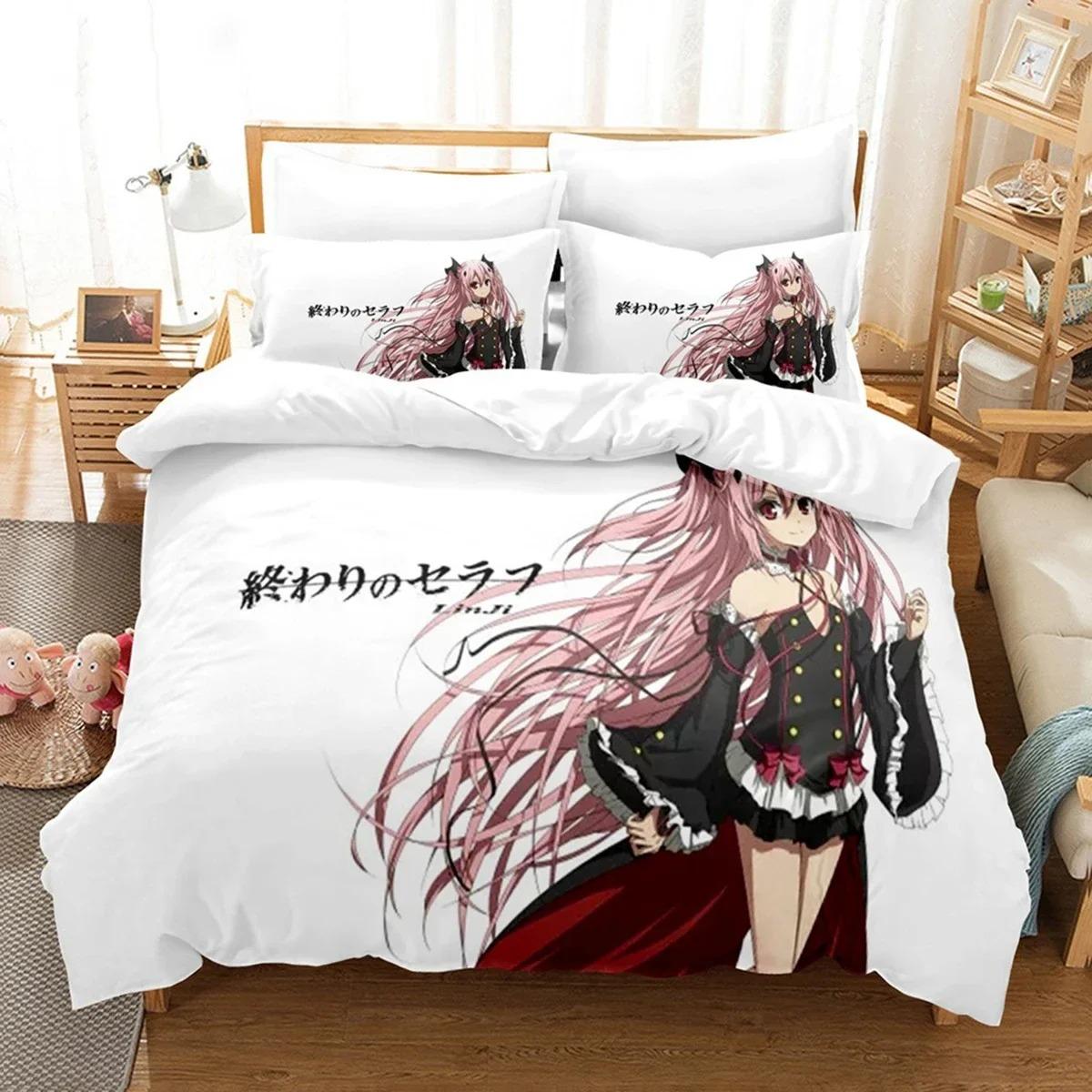 

Anime Seraph of the End Mikaela Beding Set Young Boys Young Girls Twin Quen Sized Dimensions Soft Duvet Cover Pilowcase Bed Children Kids Adult People 100*200cm Single