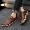 Men Round Head Leather Shoes Business Dress Shoes Handmade Casual Shoes Lace-up Footwear Men Platform Moccasins Slip-on Loafers