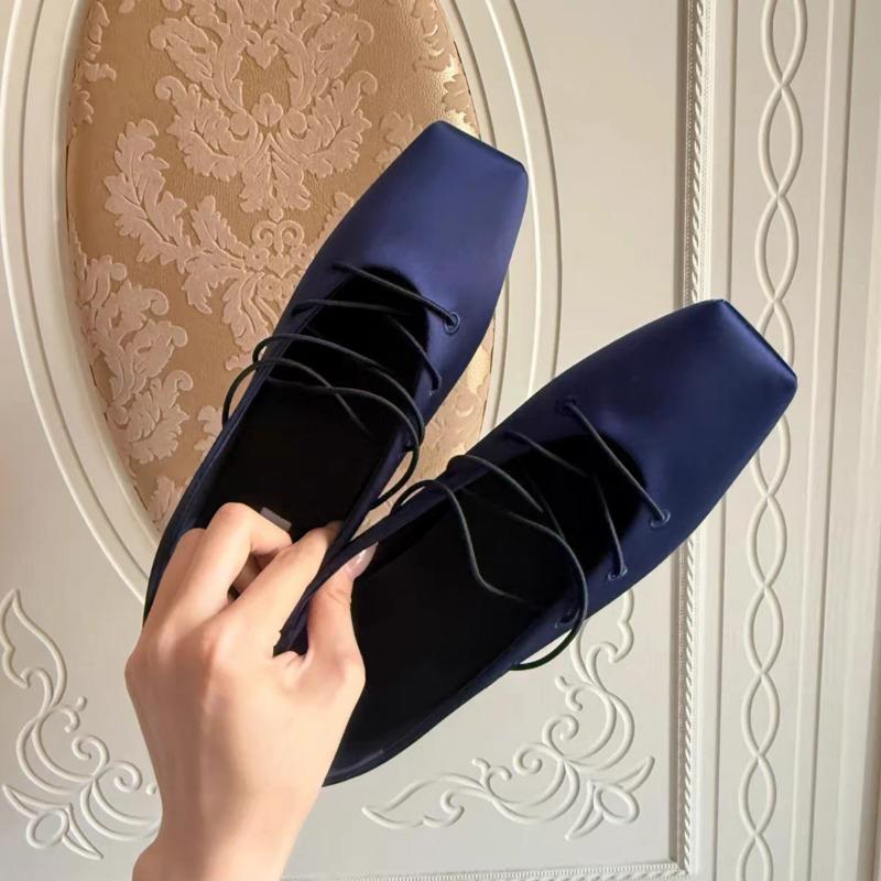 Fashion Satin Temperament Square Toe Versatile Single Shoes Women Spring and Autumn 2025