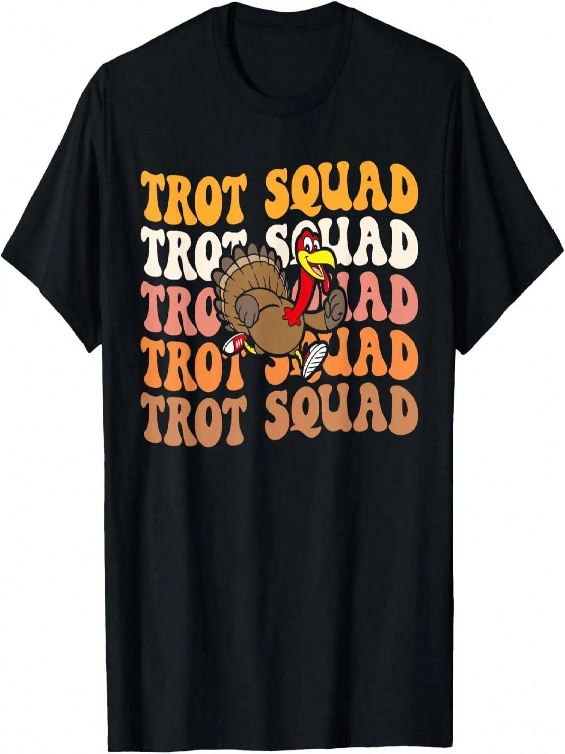 Retro Groovy Turkey Trot Squad Thanksgiving Turkey Runner T-Shirt S