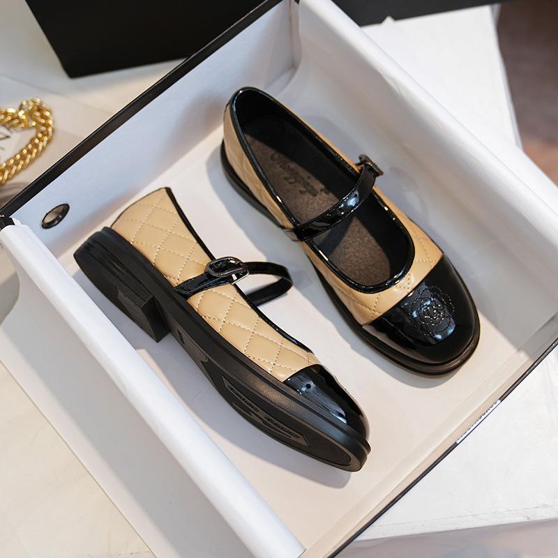Autumn New Camellia Mary Jane Shoes with Jk Single Shoes Round Head Small Leather Shoes Women
