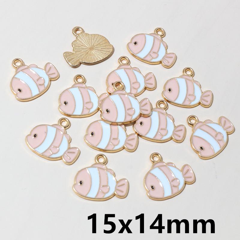 20pcs Enamel Fish Charms Pendant for Earrings Necklace Bracelet Findings Alloy Metal DIY Jewelry Making Accessories