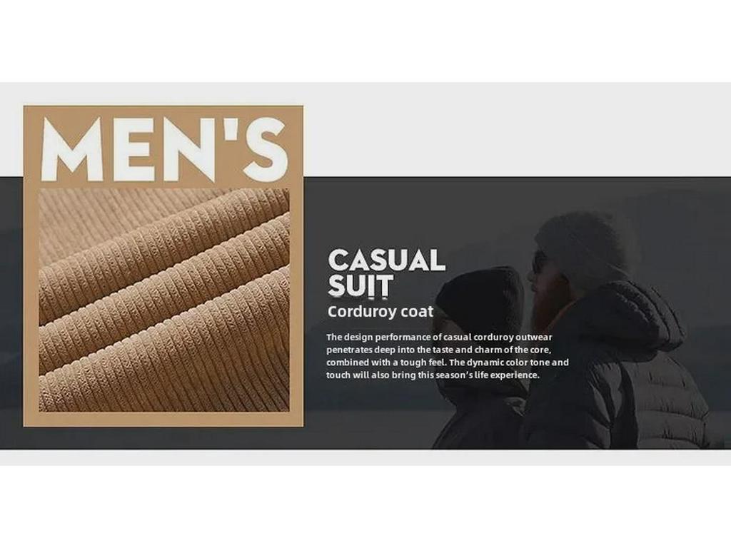 Herren Cord Baumwoll-Wattierte Jacke: Neuer Stil, Verdickter Lammfell-Fleece Wintermantel
