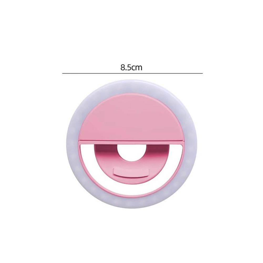 

Світлодіодне кільцеве світло з USB-зарядкою Об єктив для телефону Світло для селфі Міні кругове заповнююче світло Кліпса для iPhone Samsung Xiaomi Poco рожевий