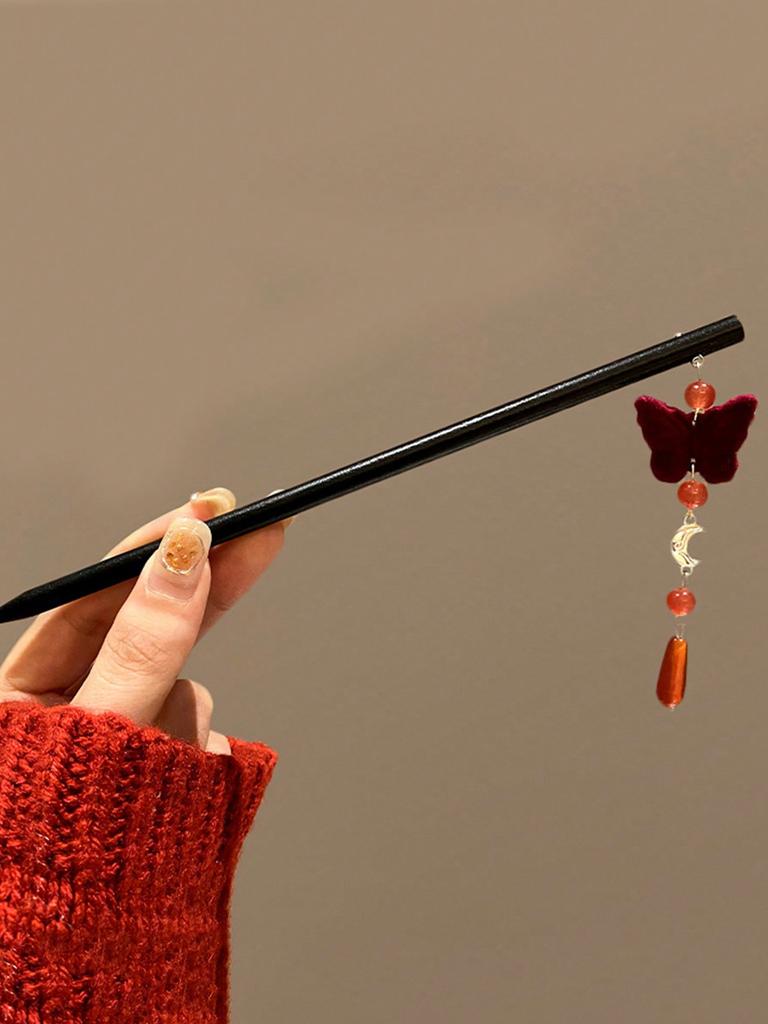 1 ks Módní Vynikající Motýl Šťastný Dopis Perlový Střapec Vlasové Tyčinky Pro Ženy Dívky Párty Vlasové Doplňky