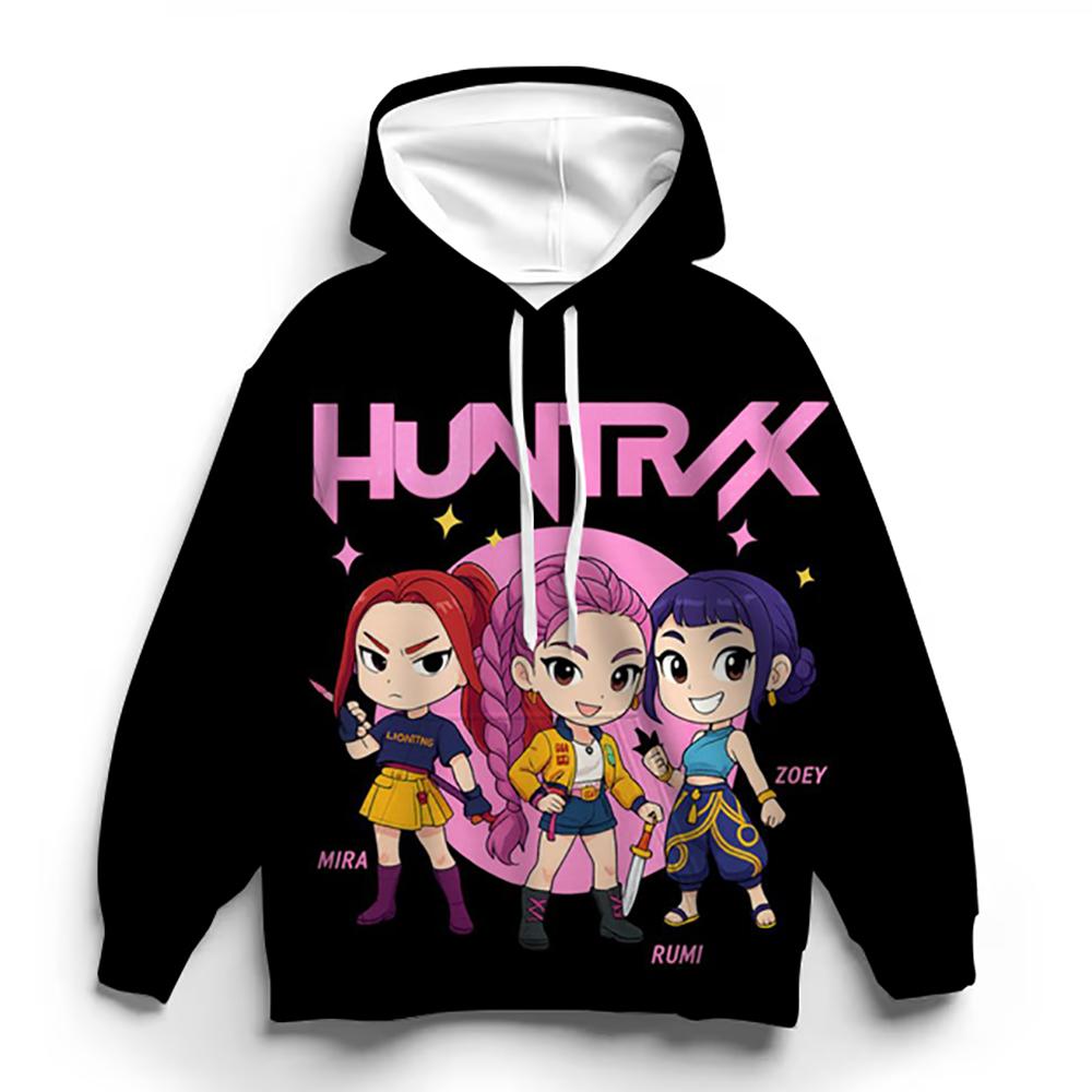 Y2K KPop Demon Slayer Hoodie for Teen Girls Rumi KPop Demon Slayer Pullover Autumn Casual Long-Sleeve Sweatshirt