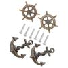 4 Stück Schiffslenkrad Anker Schubladengriffe Vintage Metallgriffe für Küchenschrank Kommode Möbel Ersatzbeschläge Griff