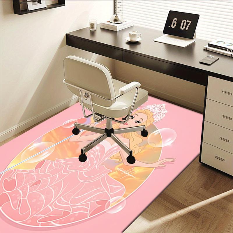 Princess, Magic Wand Pattern Polyester Office Carpet Chair Mats, Home Decor Dormitory Floor Protecto
