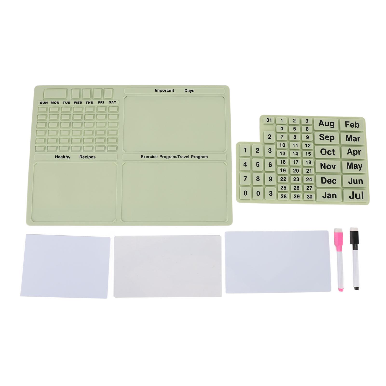 

Magnetic Silicone Calendar Reusable Message Board with Pen Detachable Fridge Calendar for 2024 2025 2026