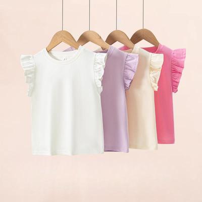 Infant Baby Girl Boy Cotton Flying Sleeves Tops Bodysuit Outfits Sunsuit Clothes