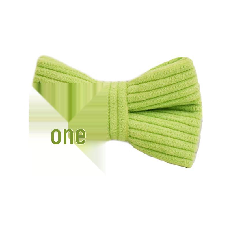 Green Corduroy Cat Collar with Bell and Bow Tie Leash Small