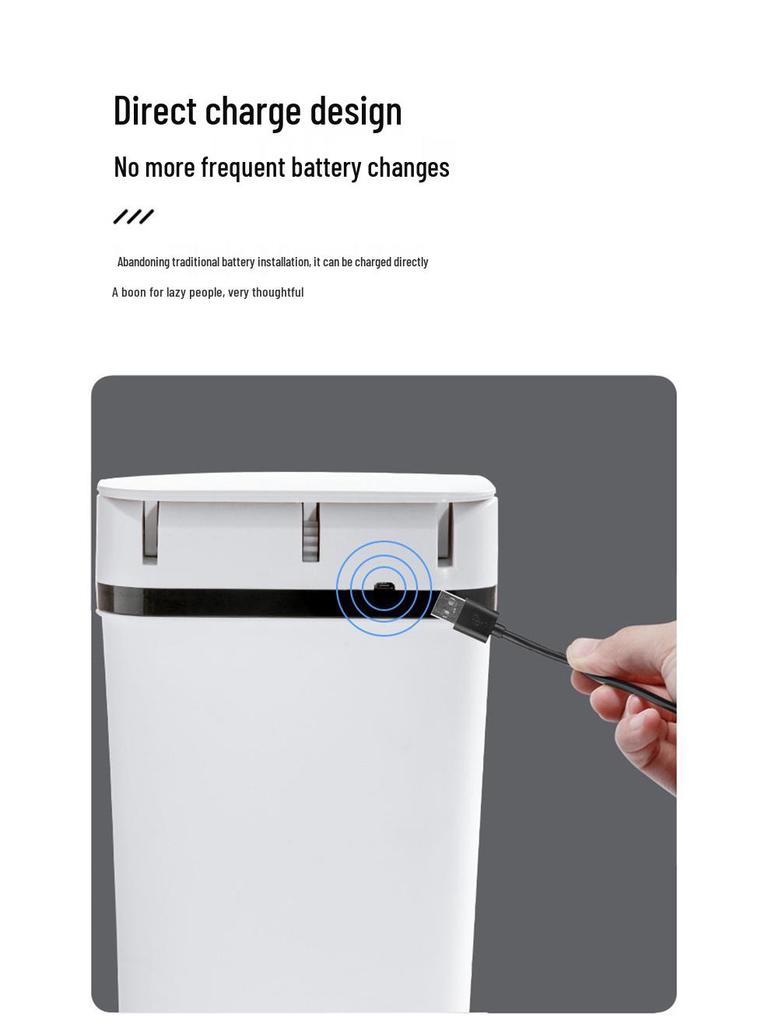 Smart Sensor Trash Can with USB Charging for Home, Bedroom, and Bathroom
