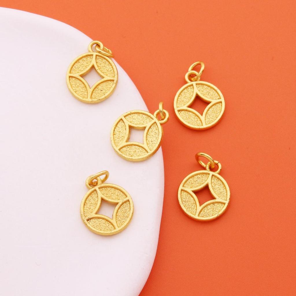 Matte Gold DIY Five Emperors Copper Coins Jewelry: God of Wealth Bracelet, Necklace, and Pendant Accessories