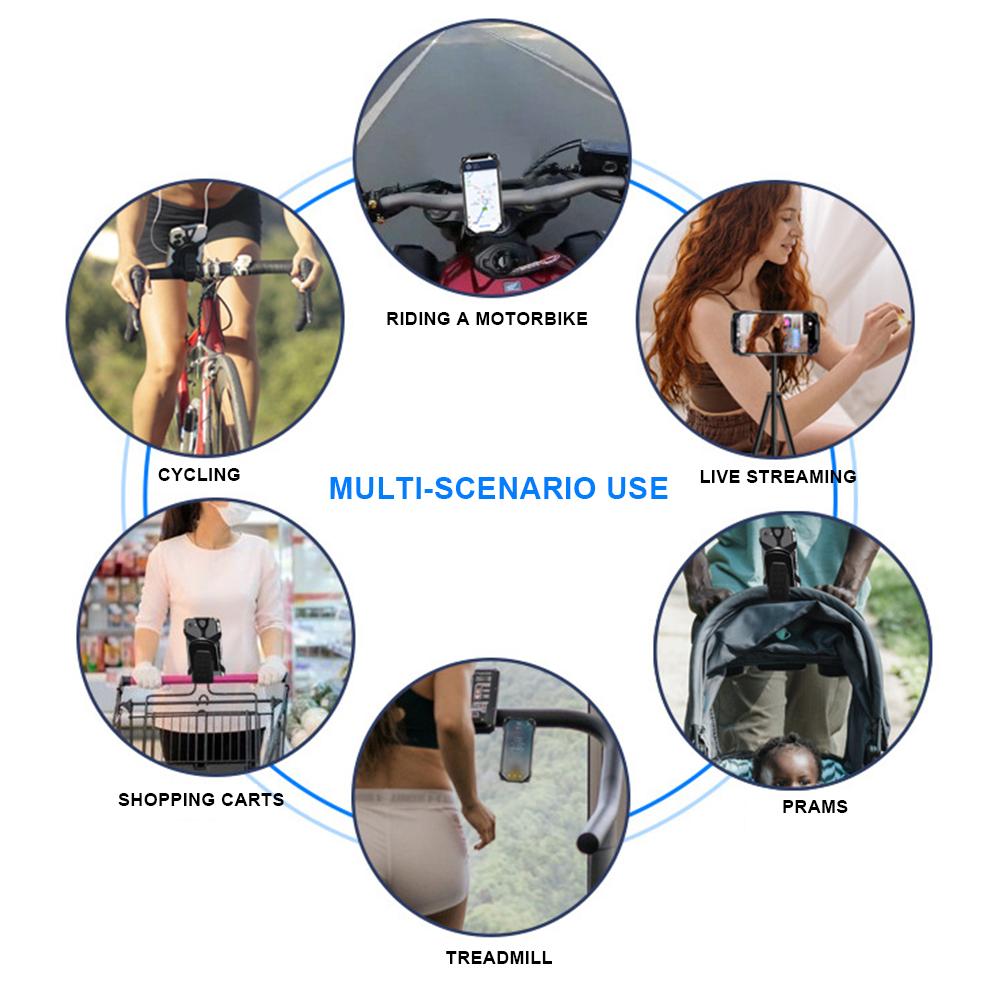 Silicone Bike Phone Mount Phone Stand Bracket Anti-Shake Bicycle Phone Clip Adjustable Bicycle Phone Holder for 4.5-7 Inch Phone