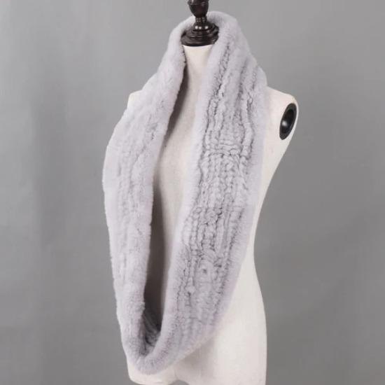 

Новый женский русский шарф-снуд из натурального меха кролика рекс, длинный шарф-кольцо из натурального меха, зимний теплый шарф, уличная мода, муфта из натурального меха