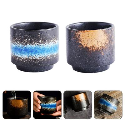2Pcs Retro Style Ceramic Drinking Cup Smooth Finish Meticulous Craftsmanship Ideal for Tea Water Juice At Home Or Cafe Use