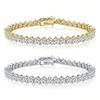 Popular three-claw tennis bracelet women's copper-plated real gold color-preserving high-quality inlaid zircon bracelet