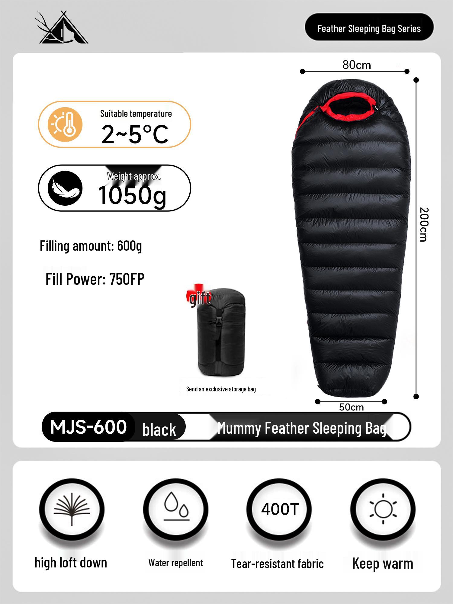 Mummy Goose Down Sleeping Bag -30°C: Lightweight, Portable for Adults, Perfect for Camping & Travel