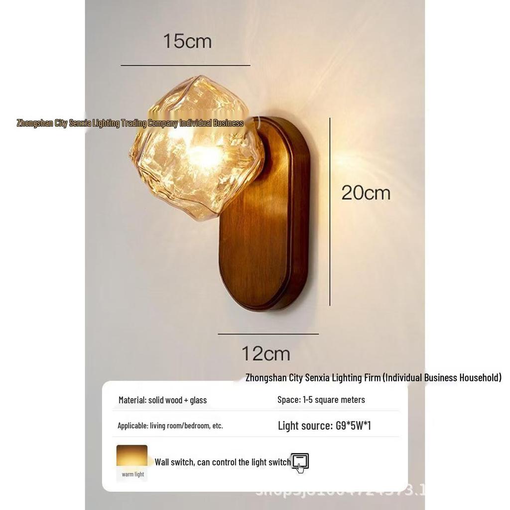 Japanese Retro Minimalist Ice Cube Wall Lamp for Living Room and Master Bedroom