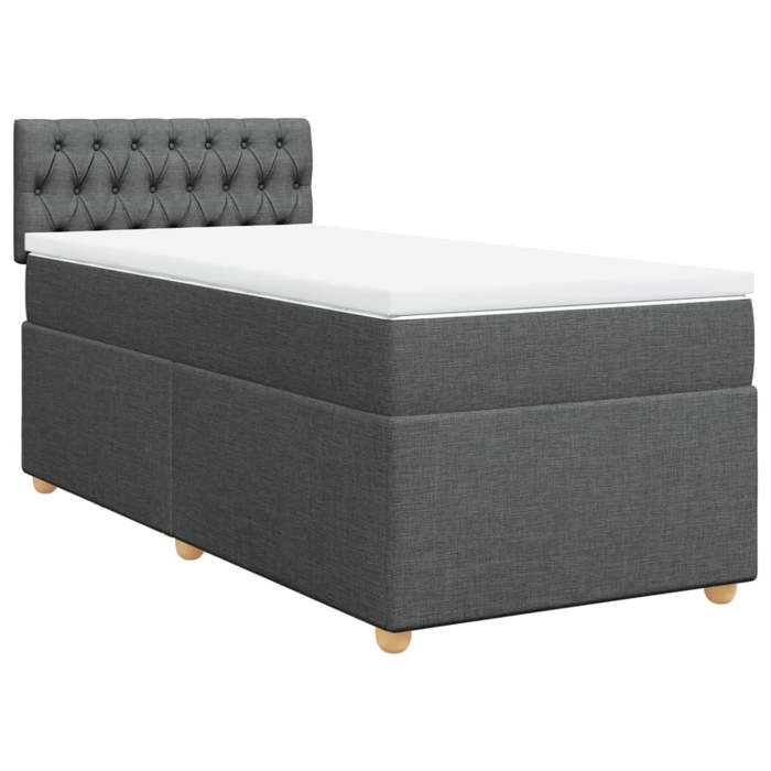 Maison Exclusive - Sommier à lattes de lit avec matelas Gris foncé 90x200 cm Tissu