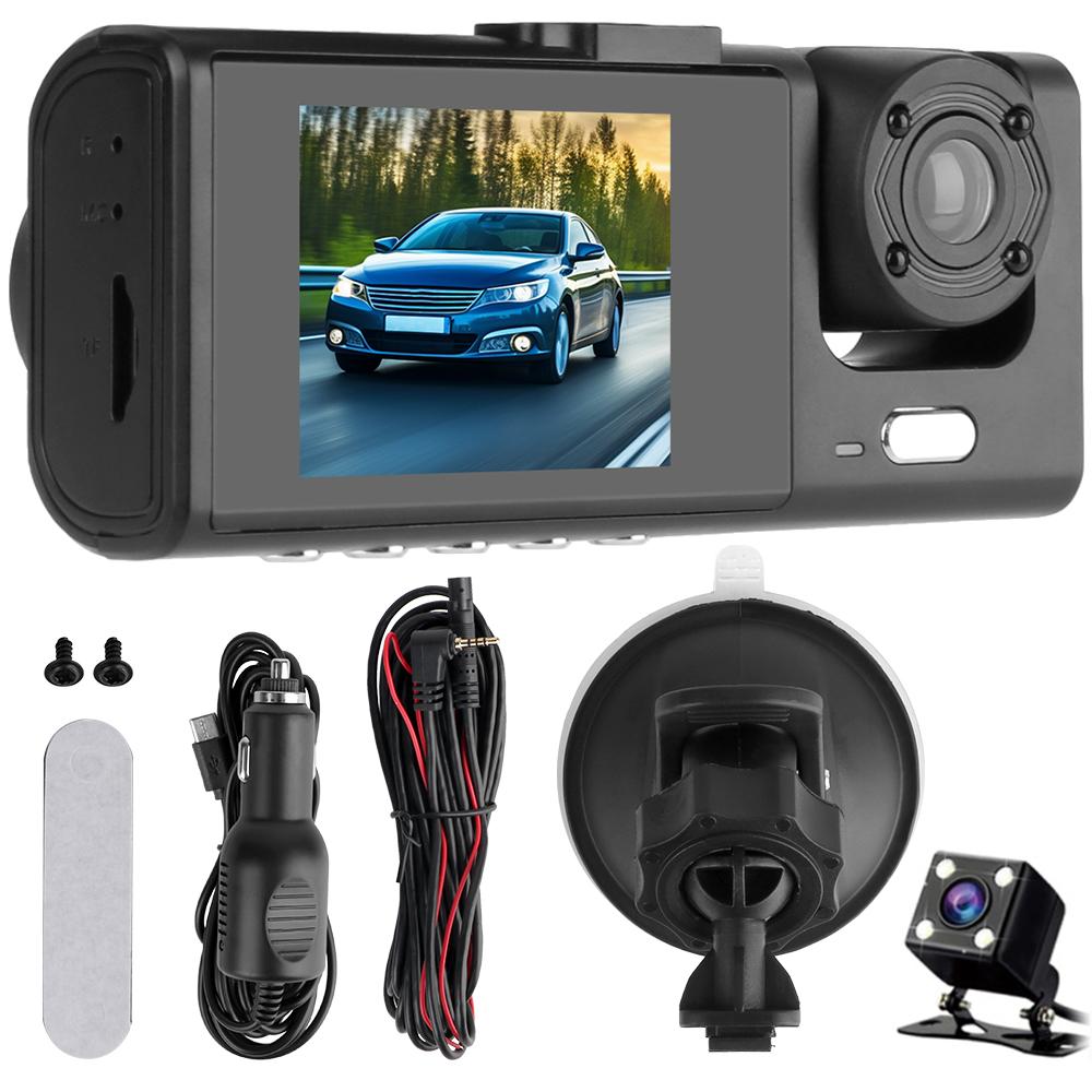 Universal Interior Monitor HD 1080P 12V Auto Accessories 3 Lens Driving Video Recorder 2 Inch Screen Car DVR Dash Cam Rearview Camera
