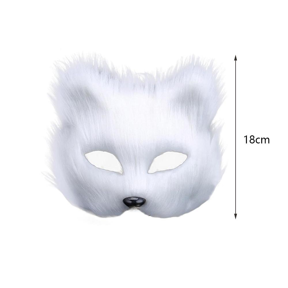 1pc Stuff Plush Therian Mask Fox Mask For Halloween Holiday Party Costume, White