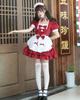 Milky Time Women's Lolita Maid Cosplay Dress, Short Sleeves, Ribbon, 4 Colors (Red)