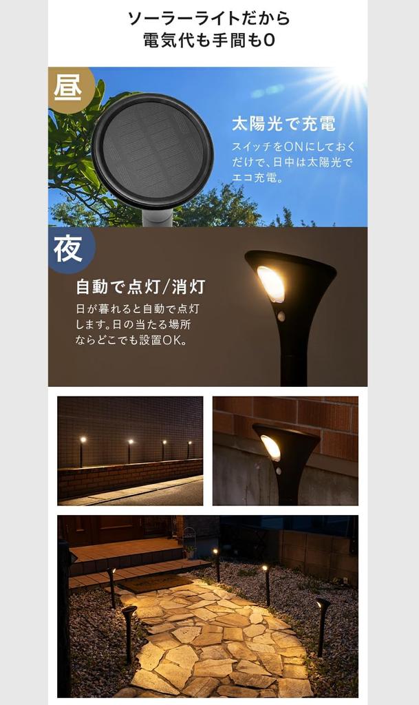 HAPPYJOINT Sleek Solar Lights (2 Pieces) - Outdoor Waterproof, Motion Sensor Pole Lights, IP65 Rating, Up To 120 Hours of Lighting, Height Adjustable,