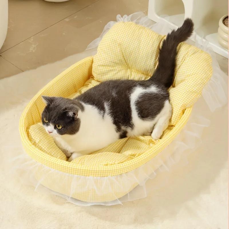 Gauze Edged Cat Princess Sofa Bed Washable and Removable All-Season Pet Mat Suitable for Cats and Dogs