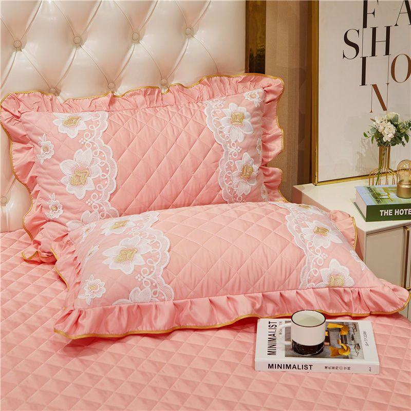 2 Pieces Modal Lace Bud Pillowcase Solid Embroidered One Pair Adult Bedroom Dormitory Pillow Case Pillow Covers